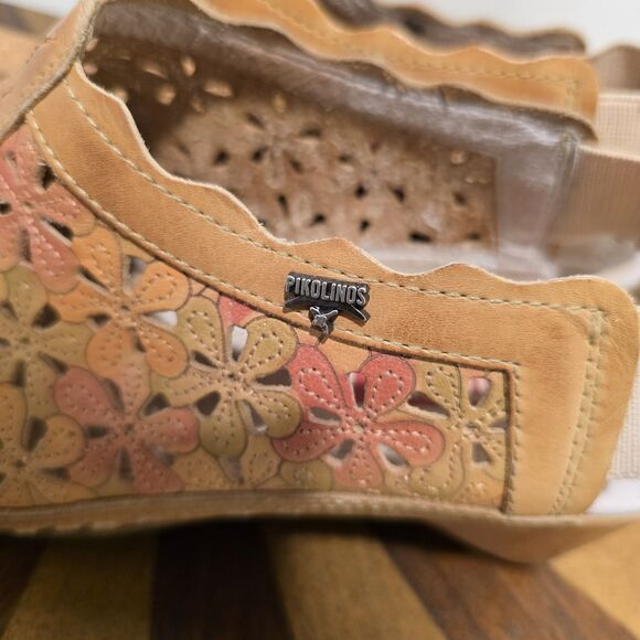 Pikolinos Women 36 Romana Leather Shoes Sandals Floral Pink Boho Cottage Western - Picture 12 of 13